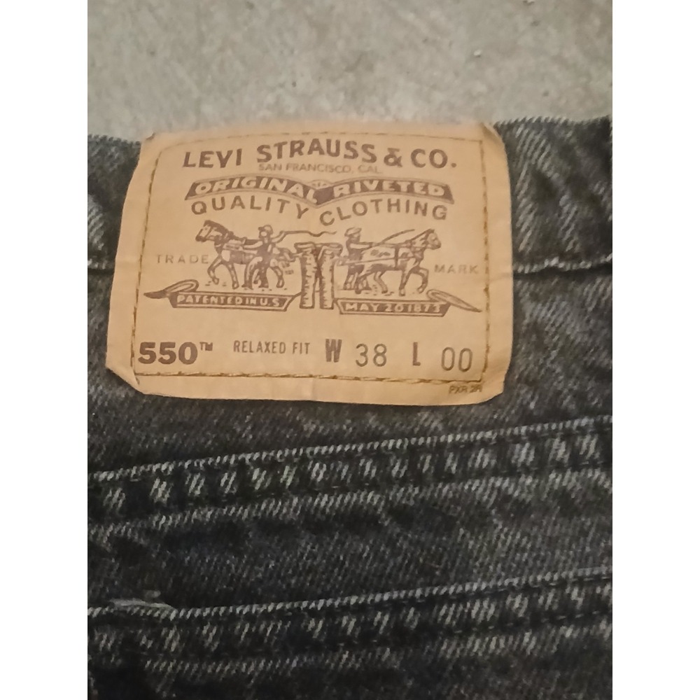 Rare Levis 550 Orange Tab Jean Shorts Jorts Black Denim 38 '94 - Picture 6 of 11